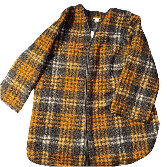 Ava & Viv Women’s Sz 2X Rust Plaid Stadium Length Shacket Coatigan NWT - Picture 3 of 8